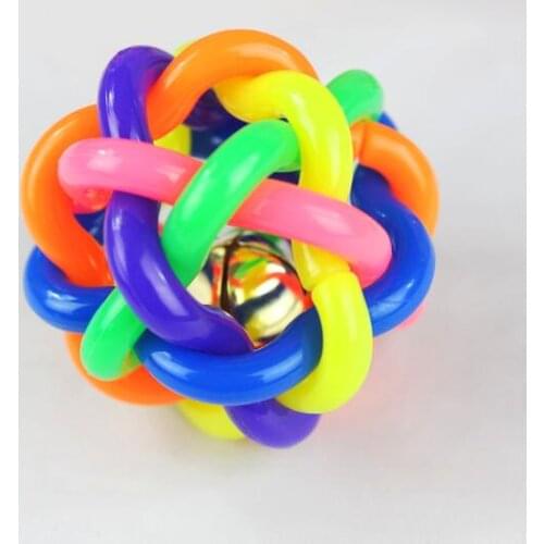 60 Pcs/Lot wholesale Colorful Dog Toys Pet Puppy Chew Squeaker Squeaky Plastic Sound Balls Toys Products with bells S M L
