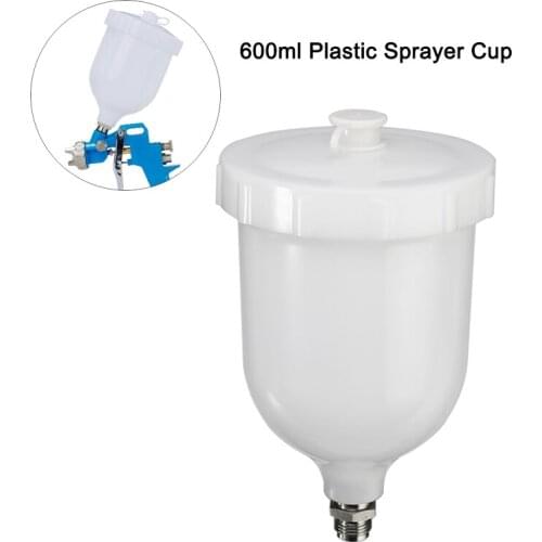 600ml Plastic Spray Paint Cup Sprayer Cup Air Gravity Feed Paint Spray Pot Fastmover Thread Connector For Spray Gun Parts