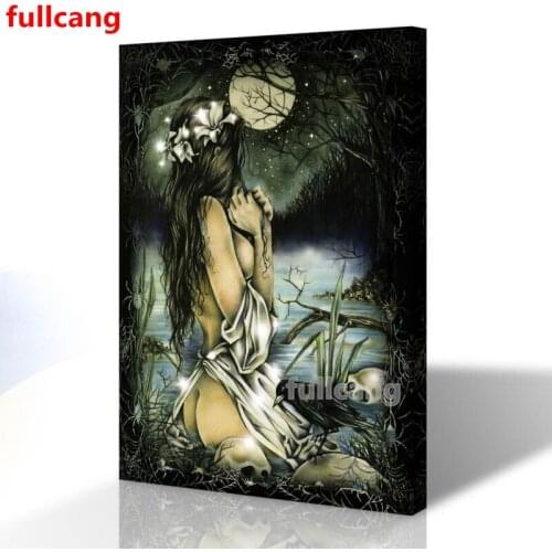 Diamond crystal Fantasy Moon Lake Woman Skull diamond painting Full Drill Sale embroidery Diamond Art landscape Gift,JX2181