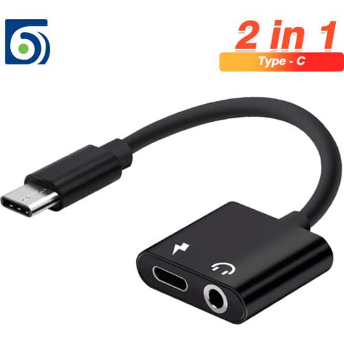 Byscoon 2 in 1 Audio Adapter Aluminum Alloy Dual Port Type C To 3.5 Jack Earphone AUX Adapter For Huawei P30 P20 Xiaomi Mi 8 9