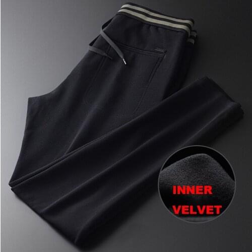 New Mens Pants Luxury Contrast Color Rib Black Elastic Waist Mens Pants Autumn Fashion Casual Drawstring Mens Trousers