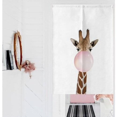 Door Curtain Personalized Balloon Animasl Bedroom Partition Curtain Toilet Short Curtain Bookcase Dustproof Without Punching
