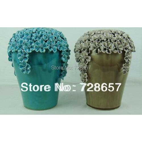 Refined and Fashionable Ceramic and Porcelain Jar with Handmade Pinched Flower for Household Decoration, Articles Storage etc