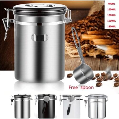 Stainless Steel Airtight Coffee Container Storage Canister Set Coffee jar Canister With Scoop For Coffee Beans Tea 1.5L