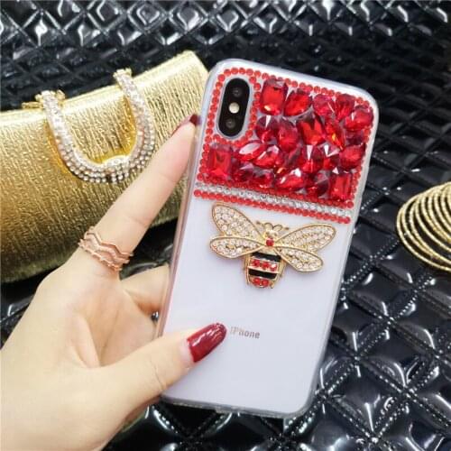 LaMaDiaa Fashion 3D Metal Bee Diamond Rhinestone Phone Case For iPhone 11 12 pro mini 7 6 6s 8 plus Xs Max Cover Case