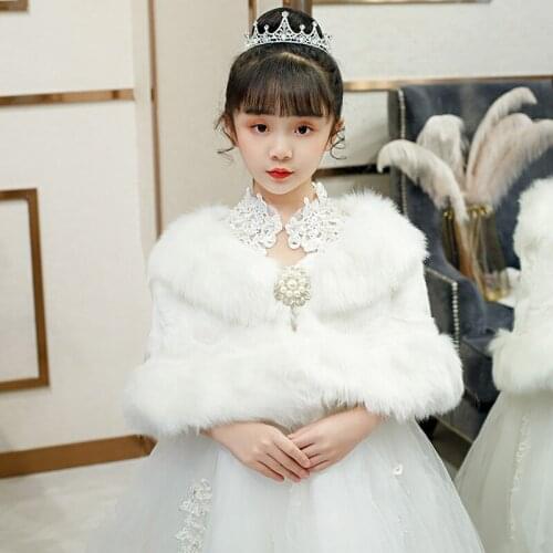 Faux Fur Coat Wraps And Shawls Jacket Cape For Wedding Evening Dress Fur Bolero White Flower Girls Bolero Cape Kids Coat Cloak