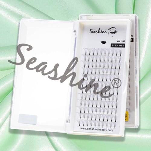 Seashine Lashes 0.07 0.10 Thickness Short Stem Eyelash Extension Premade Volume Fans Heat Bonded Handmade Pre Made Fans Lashes