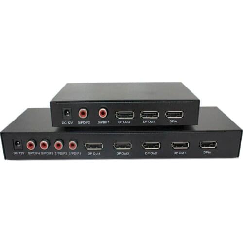 New Displayport Splitter 4-Port 1 to 4 DP 1x4 Distribution Amplifier 1 input 4 output Support Up to 3840x2160 30Hz