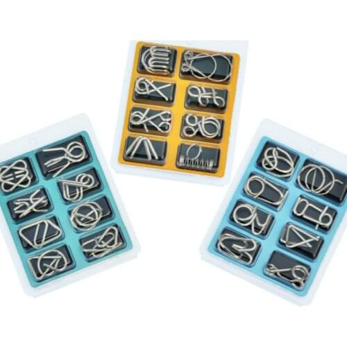 8pcs/Set Nine-ring Series Intelligence Buckle ABC Metal Puzzle Nine Series Unring Buckle Games Educational Toys For Children