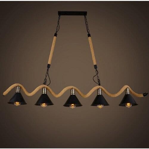 Industrial Black rope chandelier lighting for living dining room Bar Vintage chandelier Home decoration farmhouse lighting