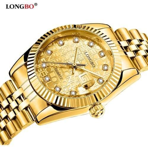 Relogio masculino LONGBO Luxury Brand Full Stainless Steel Analog Display Auto Date women Quartz Watch lady Business Watch 80435