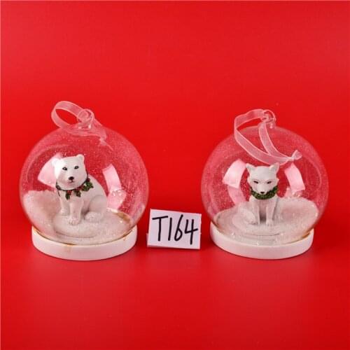 Christmas transparent glass inner tank animal house creative dress up ornaments tree decoration glass pendant