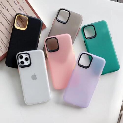 Silicone Hybrid Luminous Case For Iphone XS 11 PRO MAX Contrast Color Button For Iphone XR X 7 6 6S Plus Shockproof Couples Case