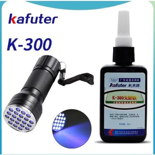 Strong power 21led UV light +Kafuter 50ml UV Glue UV Curing Adhesive K-300 Transparent Crystal and Glass Adhesive