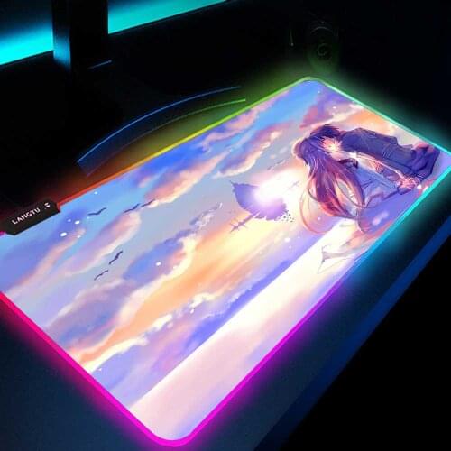 Sword Art Online Rgb Mouse Mat Gamer Lamp Mats with Backlight Mouse Pad Custom Logo Play Mat Gaming Table Accessories Led Anime