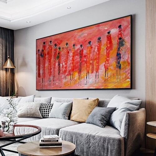 WANGART Cuadros Etnicos Tribal Art Paintings Abstract African Women colorful Oil Painting Picture for Living Room Canvas print