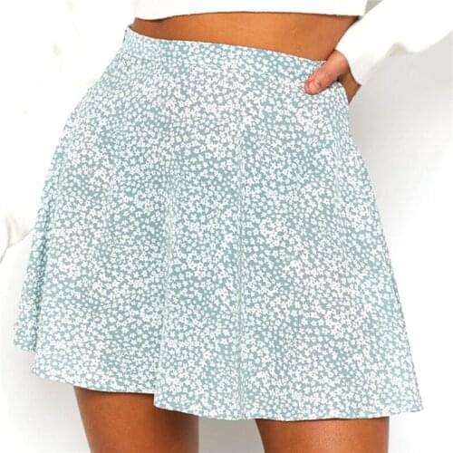 Hirigin Summer Womens Y2K Street Floral Skirt 2021 High Waist Dot Printed Female Casual Beach Holiday Mini Skirts S-XL