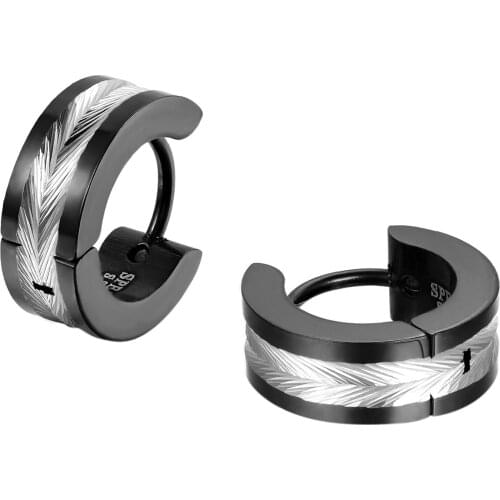 BONISKISS 2021 New Arrival Wholesale Fashion Round Black Stainless Steel Earrings Women Men Punk Gothic Stud Earring Jewelry