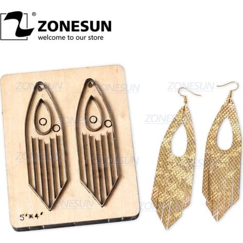 ZONESUN H4 DIY Custom Cutter Leather Earring Cutting Die Leather Cut Out Earring For Steel Rule Die Cutting Machine Press Tools