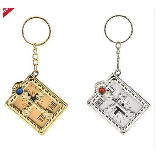 1PCS Gift Mini Holy Bible Miniature Paper Jesus Key Chain Key Ring