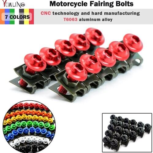 10pcs 6mm Motorcycle Fairing body work Bolts Screws For suzuki gsxr1000 gsr750 gsf600 dl650 ducati multistrada 1200 monster 620