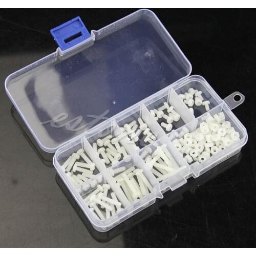 160Pcs Metric M3 8 Sizes Assortment Stand-off Nylon Screws Bolt & Nuts Kit White 896B
