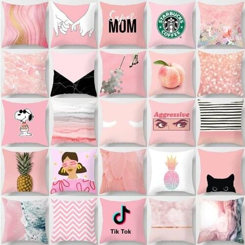 45*45cm Peach Skin Pillowcase 2021 Household Items Nordic Style Pink Series Cushion Cover Sofa Cushion Pillow Cover