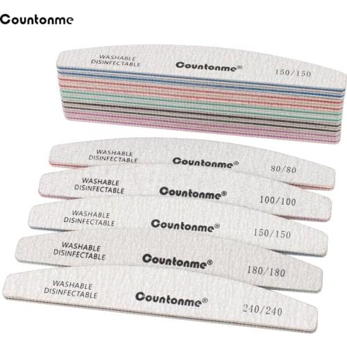 50Pcs Grey Sandpaper Manicure Buffer Block 80/100/180/240 Professional Nail Files Emery Board Washable Sanding Nail Care Tools