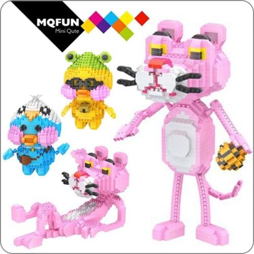 BOYU Kawaii Japanese Anime cartoon animal Pink Panther Leopard duck girl plastic building blocks action figures educational toy