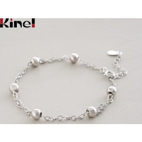 Kinel Authentic 925 Sterling Silver 5mm Round Beads Bracelet for Women Luxury Korea Fine Jewelry Female Gifts