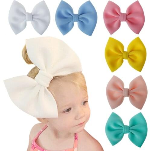Pure Color Baby Fabric Large Bow Hairpin 8 Inch Big Bowknot Headwear 18 Color Fashion Toddler Head Accessories