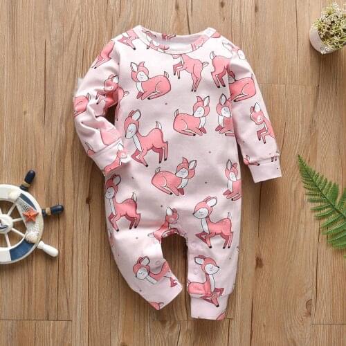 Lovely Newborn Baby Romper Infant Onesie Deer Pattern Long Sleeve Comfy Cotton Jumpsuit For Babies Pullover Toddler Clothes