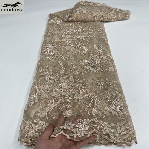 Madison French Tulle Handmade Beaded Lace Fabric 2021 High Quality Nigerian African Sequins Lace Fabric For Wedding Sewing