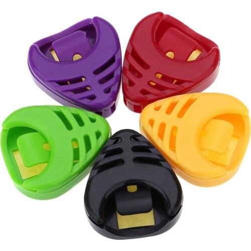HOT Plactic Heart-shaped Guitar Pick Plectrum Holder Cases 5pcs Sticky and Portable