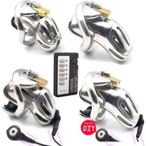 Electric Shock Toys Chastity Cage Pulse Massager Male Chastity Device Penis Sleeve Cage Adult Game Masturbator for Men G7-1-228