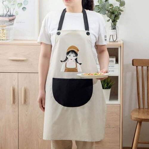 Carton Waterproof And Oil-proof Sleeveless Aprons For Woman With Pocket Adult Bibs Kitchen Cooking Apron