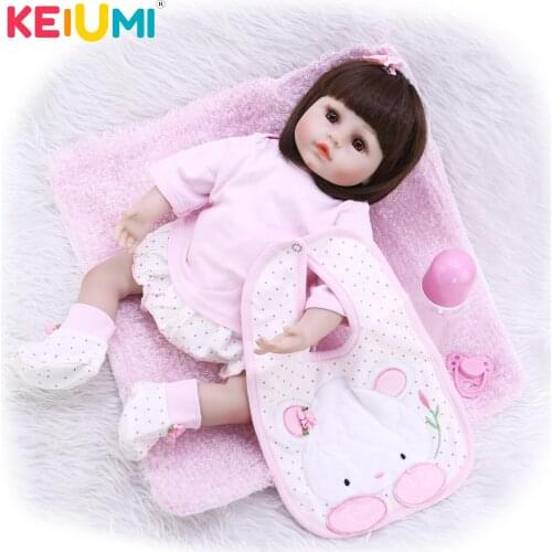 KEIUMI 18 inch Reborn 48 cm Baby Dolls Handmade Soft Silicone Reborn Boneca Menina Stuffed Doll DIY Childrens Day Gifts