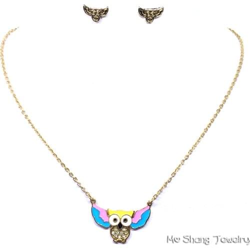 2018 The Owl Pattern Jewelry Set Stainless Steel Never Fade Necklace Earring Set For Children Women Girl Gift Bring Good Luck