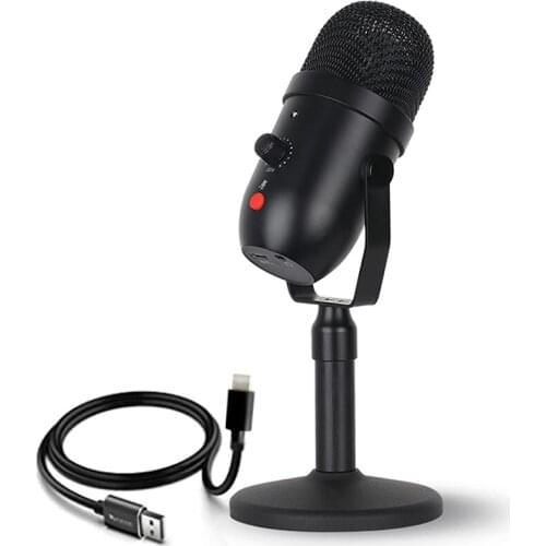 USB Condenser Microphone with Mute and Volume Adjustment Function for Home Recording/Live Broadcast/Youtube/Podcast