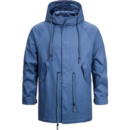 New Autumn 100% Cotton Jacket Men Loose Hooded Jackets Coats Casual Zipper Male Outwear Brand Clothing Eur Size