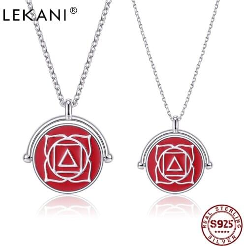 LEKANI 925 Sterling Silver Pendant Necklace For Lovers The Chakras Round Austria Crystal Necklace Anniversary Jewelry 2021