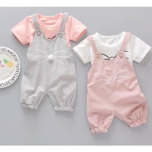 1 set girls Summer outfits 6m 12m 2T 3T Toddler kids baby girls outfits cotton Tee+Shorts Pants rompers clothes cute