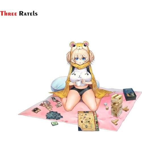 Three Ratels B145 Ella Of The Sky Cute Anime Girl Guitar Stickers Car Accessory Of Trunk Bumper Decoration Anti Scratch Film