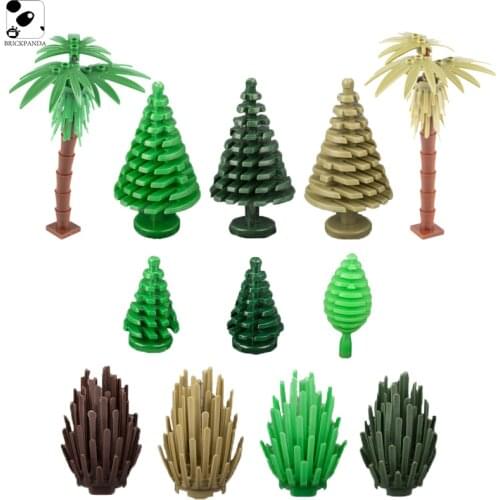 Mini Bricks MOC City Plants Pine Coconut Tree Building Blocks Minifigs Accessories DIY Scene Decoration Toy Gift for Children