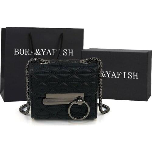 Fashion New Quality PU Leather Mini Small Square Flap Bag Womens Handbag Solid Color Chain Shoulder Messenger Bags