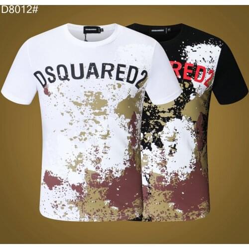 Top Clothing DSQUARED2 Mens Printed Letters Round Neck Short Sleeve Street Hip Hop Pure Cotton Tee T-Shirt