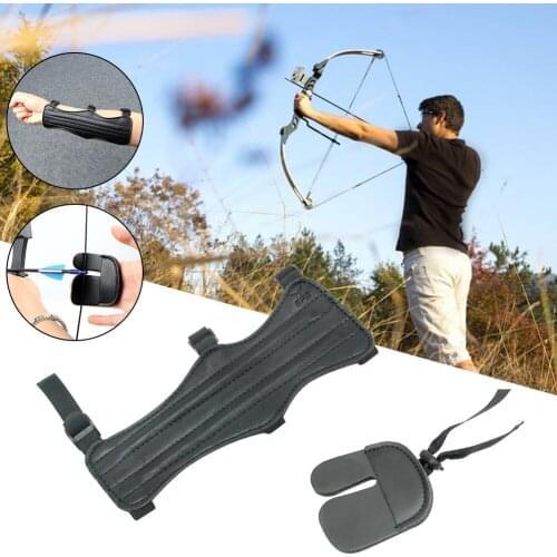 Bow and Arrow Arms Archery Fingers Shooting Protective Gear Recurve Bow Armguard Finger Set