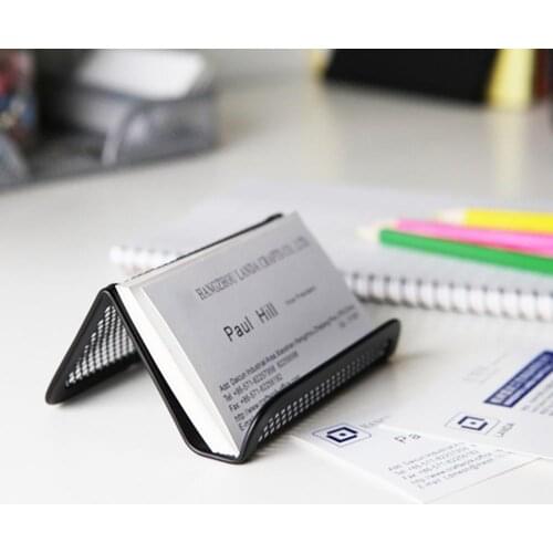 Display Stand Desktop Accessories Durable Metal Mesh Portable Fashion Business Card Holder Home Desk Storage Organizer Office