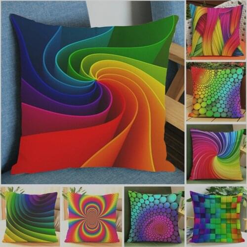 Cushion Cover Colourful Abstract Rainbow Geometric Sofa Seat Luxury Home Decorative 45x45cm Square Throw Pillows Case almofada