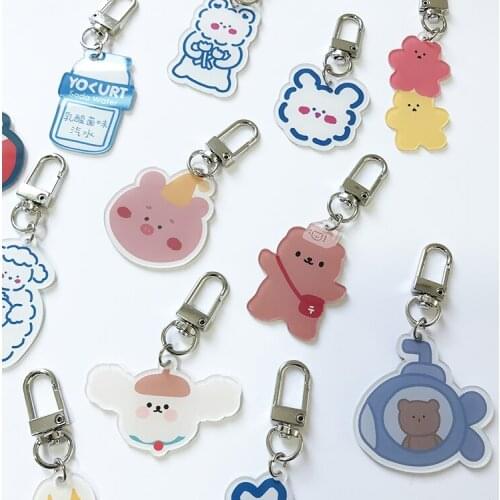 2021 New Ins Style Cartoon Cute Bear Keychain Earphone Set Bag Acrylic Pendant Airpods Pendant Birthday Gift Trendy Fashion Key
